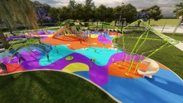 Así será el colorido patio de juegos del Parque Belgrano en Capital