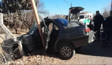 Viajaba con sus hijos, chocó contra un poste y murió