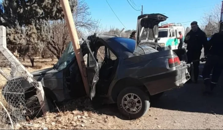 Viajaba con sus hijos, chocó contra un poste y murió