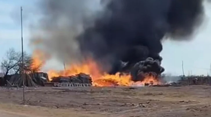 Se incendió parte de un depósito en una finca de Caucete