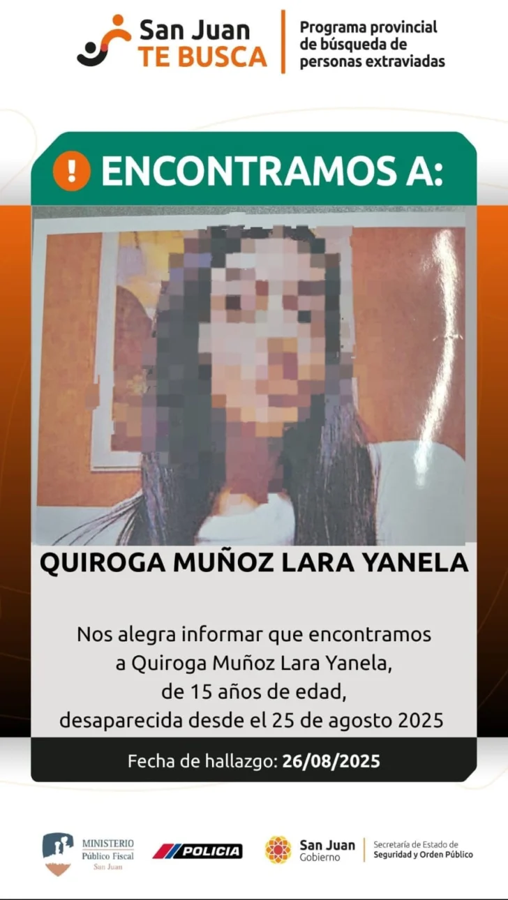 Encontraron a la adolescente sanjuanina que era intensamente buscada