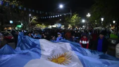 Los sanjuaninos desafiaron el frío para festejar el triunfo de Argentina